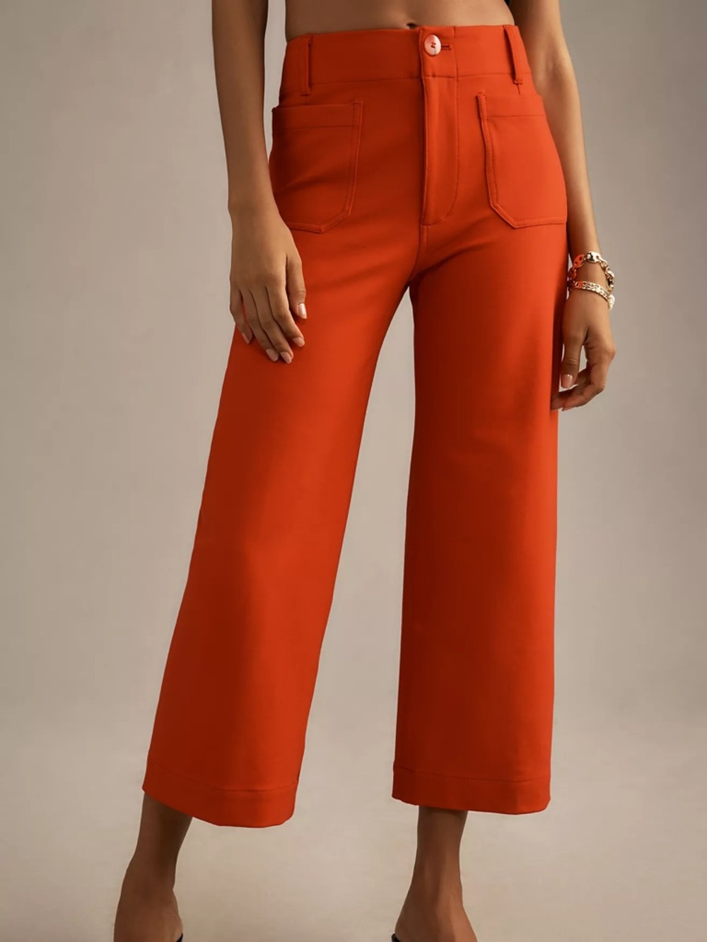 NWT Anthropologie Maeve The Colette Ponte Crop Wide-Leg Pants Red Size 27 - Picture 3 of 4